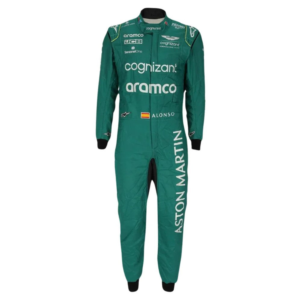 The introduction of fire-resistant materials like Nomex revolutionized racing suit designs, as shown in this modern F1 racing suit from Kartex Suits.
