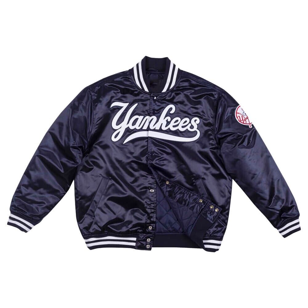 NY Yankees Vintage 90s Athletic Jacket Blue Satin Bomber Style Varsity Jacket