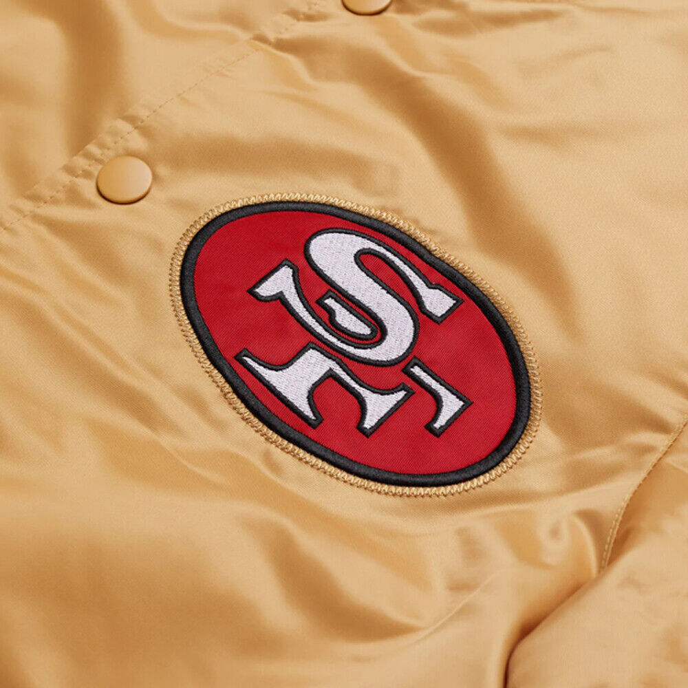 NFL San Francisco 49ers Golden Satin Bomber Letterman Baseball Varsity Jacket