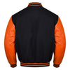 Varsity Black Letterman Baseball Wool &Orange Real Leather Sleeves Jacket