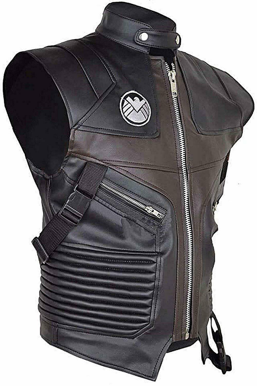 Men's Avengers Jeremy Hawkeye Vest Brown Leather Biker Vest/Hawkeye Leather vest