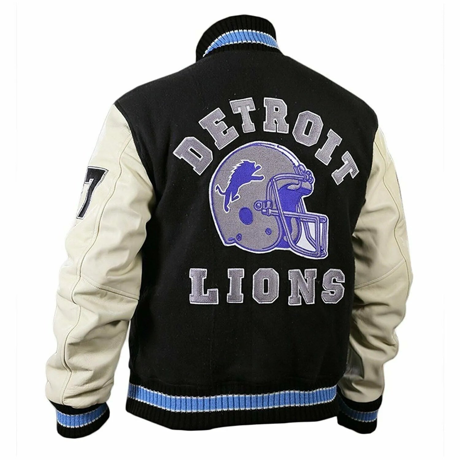 Letterman Detroit Lions Black Varsity Jacket
