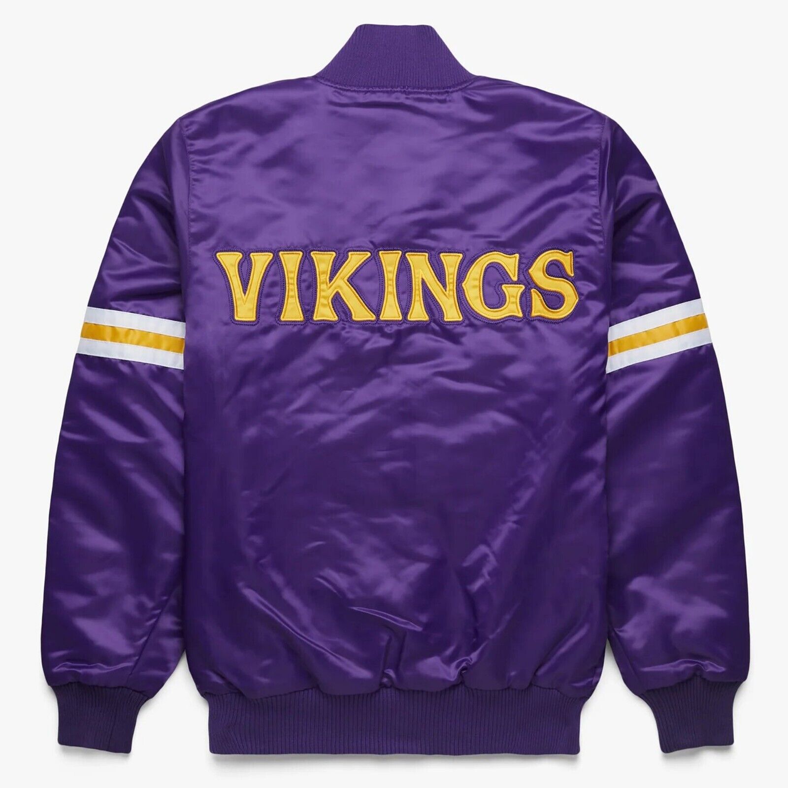 NFL Minnesota Vikings Purple Satin Bomber Varsity Baseball Letterman Jacket-02