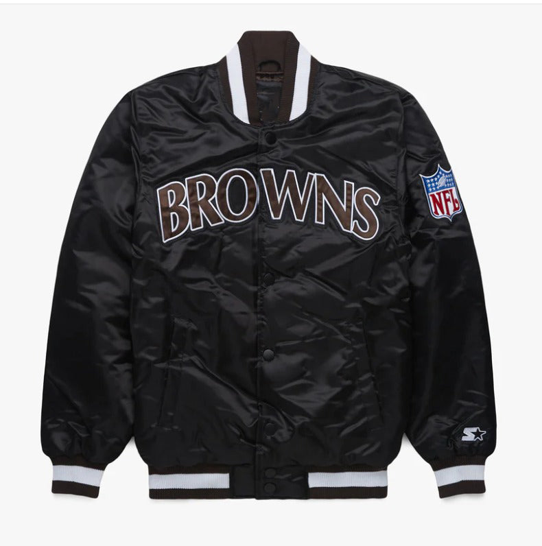 Classic NFL Cleveland browns Satin Varsity Vintage bomber Jacket Athletic wear-02