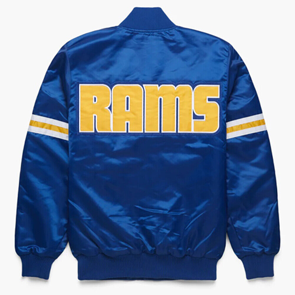 NFL Los Angeles Rams Vintage 80s Blue Satin Bomber Baseball Varsity Jacket