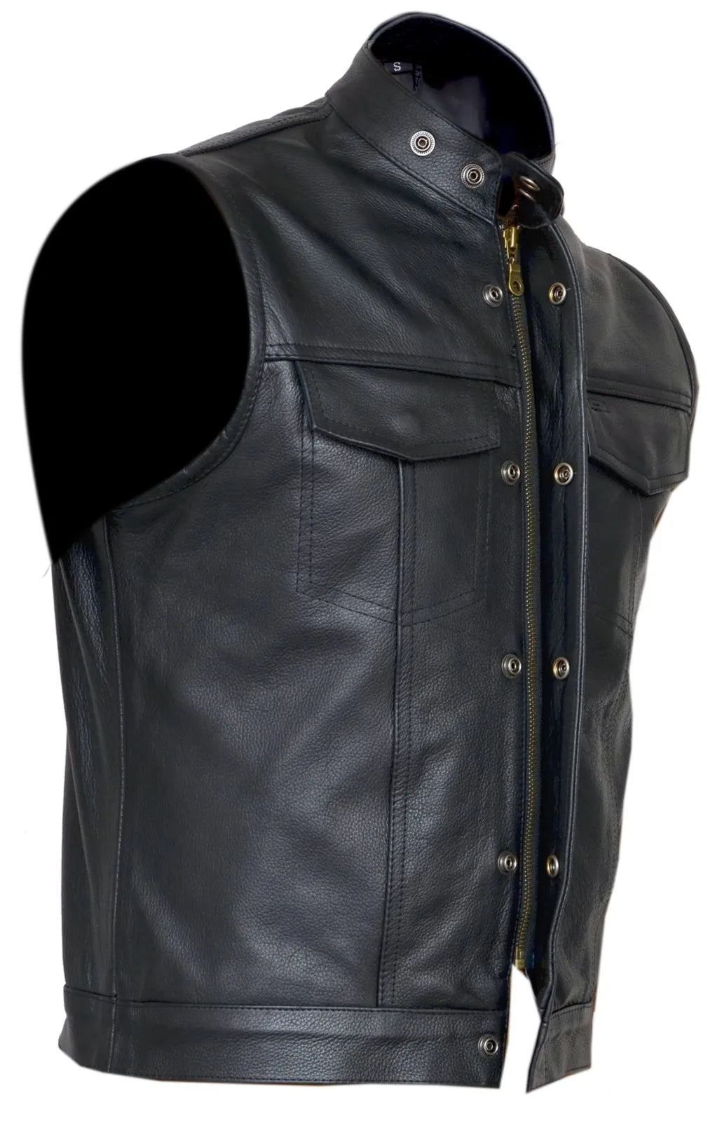 Cut off Leather Mens Womens Vest Waiscoat ( Gilet Biker Motorcycle)