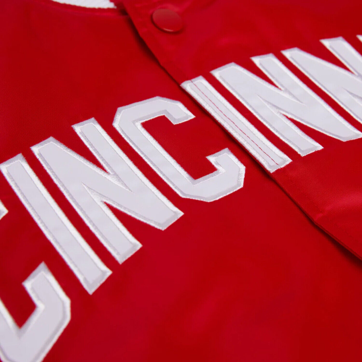 Red Satin Cincinnati Baseball Bomber Style Letterman Varsity Jacket
