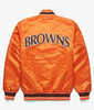 NFL Cleveland Browns Letterman Orange Satin Baseball Bomber Varsity Jacket