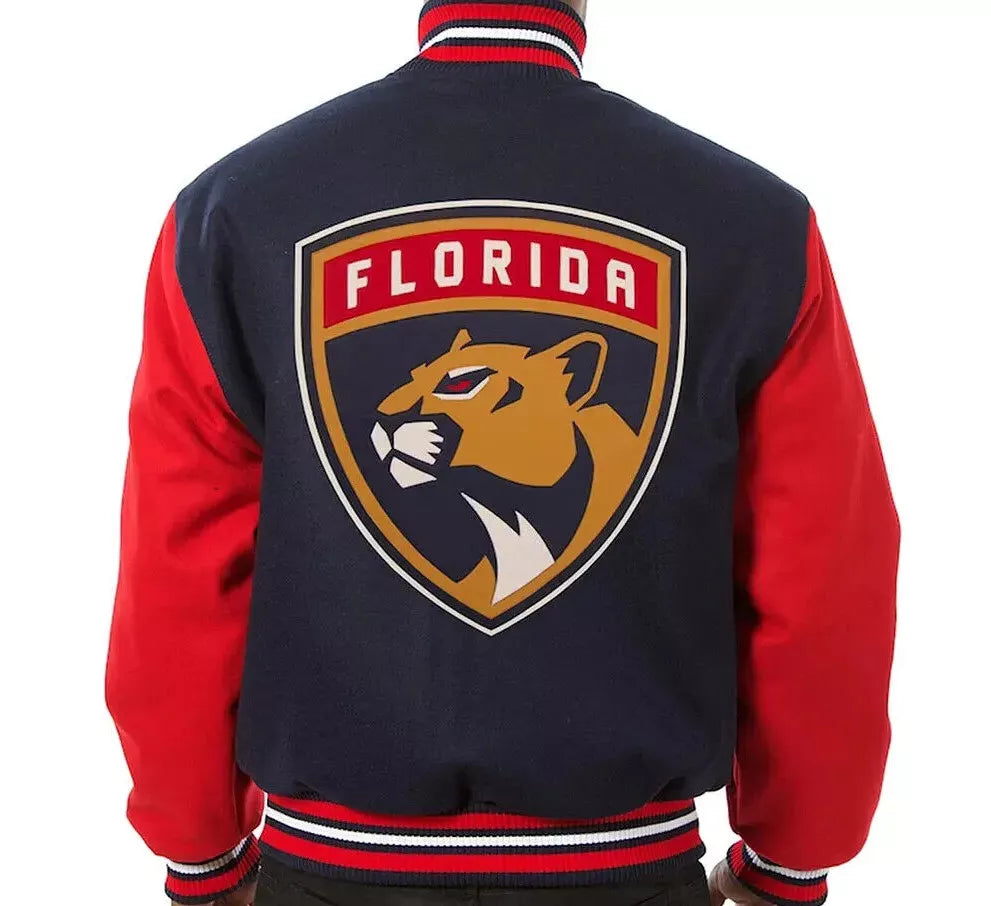 Letterman Florida Panthers Black and Red- All Wool Varsity Jacket