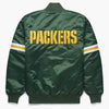 NFL Green Bay Packers Vintage 80s Green Satin Bomber Baseball Varsity Jacket