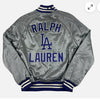 Polo Ralph Lauren X MLB LA Dodgers Gray Blue Satin Bomber Jacket Size S NWT RARE