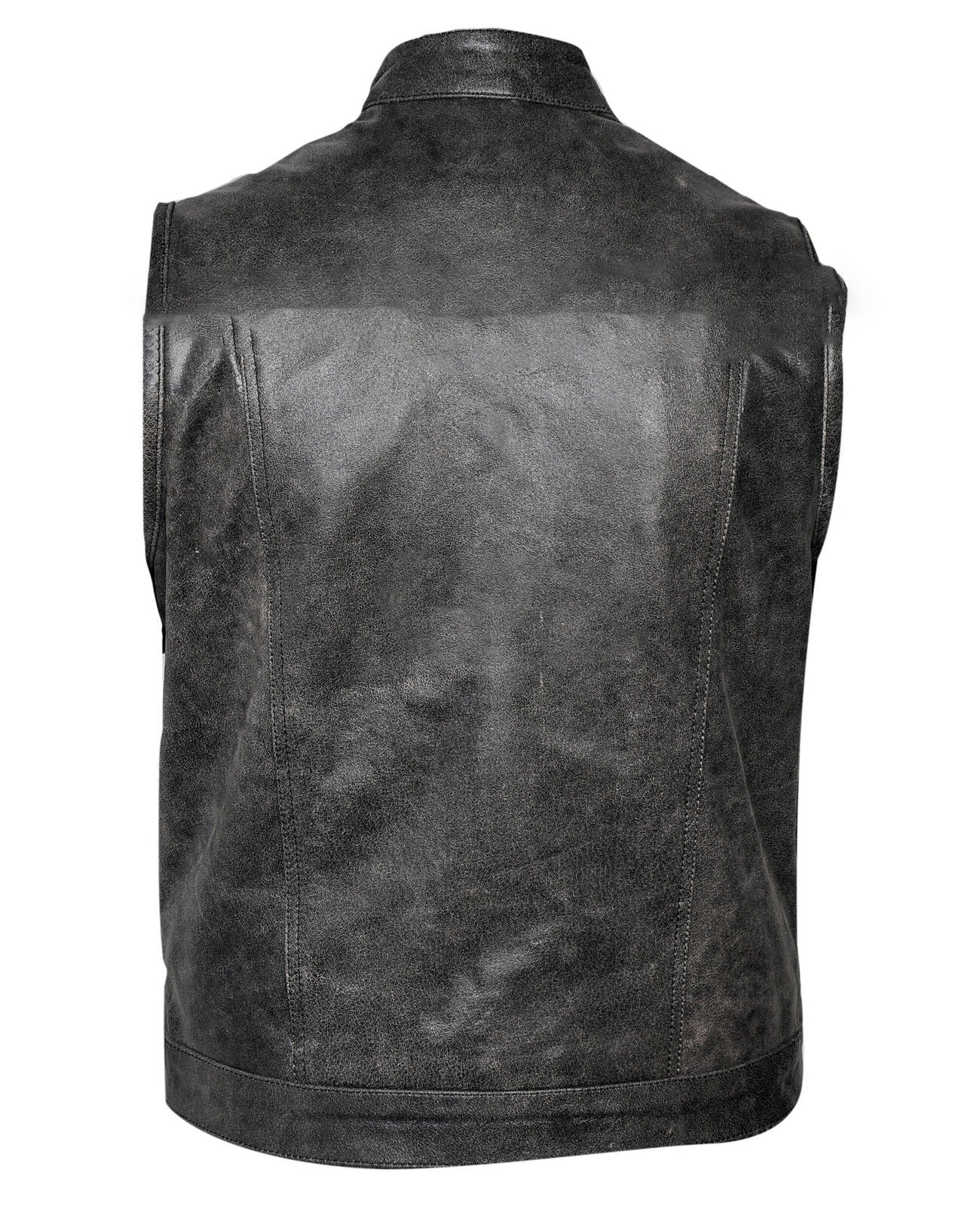 Stonewash Cut off  Leather Mens Vest Waiscoat ( Gilet Biker Motorcycle)