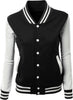 Women's Stylish Color Contrast Long Sleeves Varsity Jacket-02