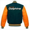 Letterman Miami Dolphins Varsity Jacket With Leathers Sleeves