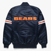 NFL Chicago Bears Navy Blue Satin Bomber Baseball Letterman Varsity Jacket