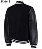 NY Yankees Men's Black Wool & Genuine Leather Sleeves Letterman Varsity Jacket