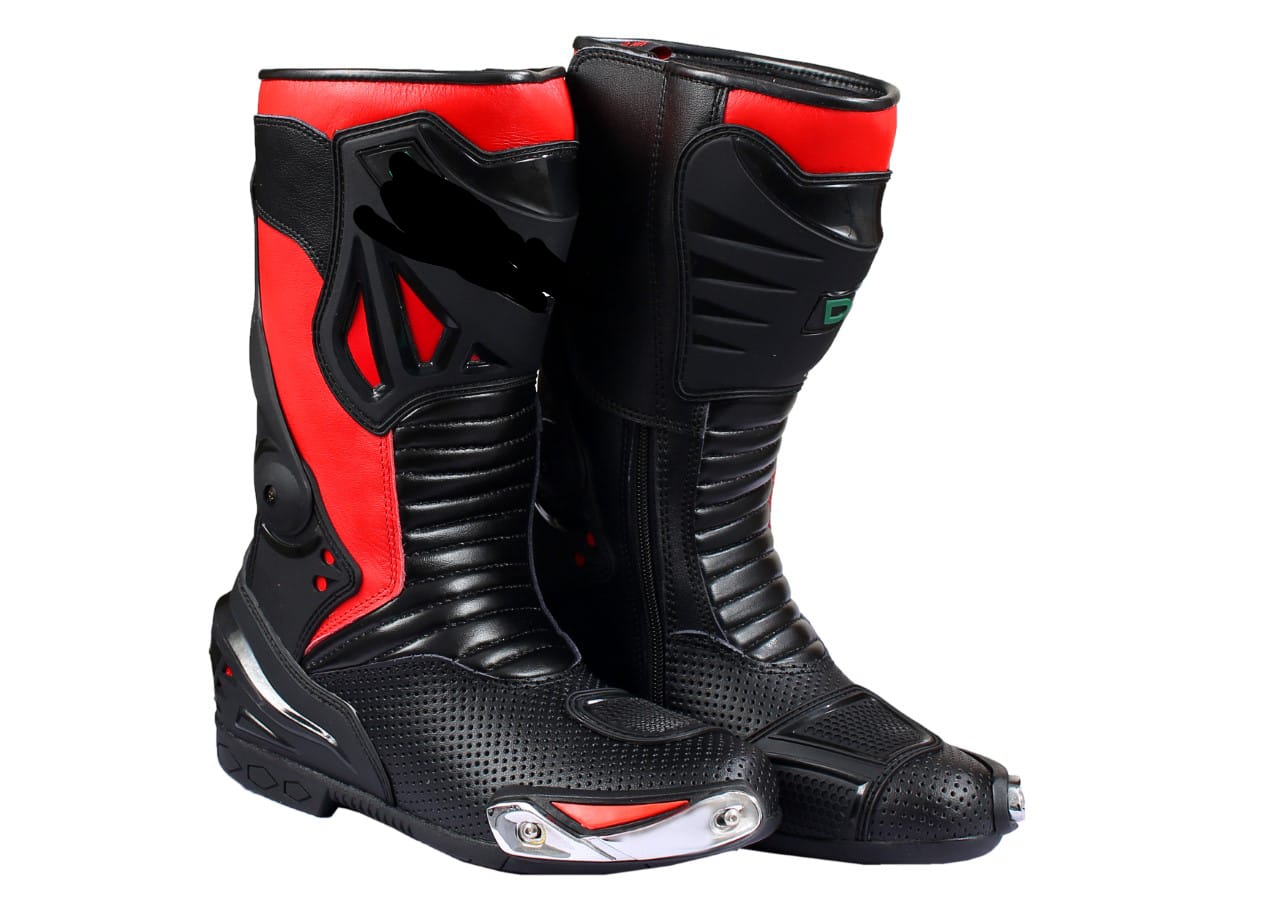 Chaussures de sport de course de moto en cuir pour hommes, bottes MN-012