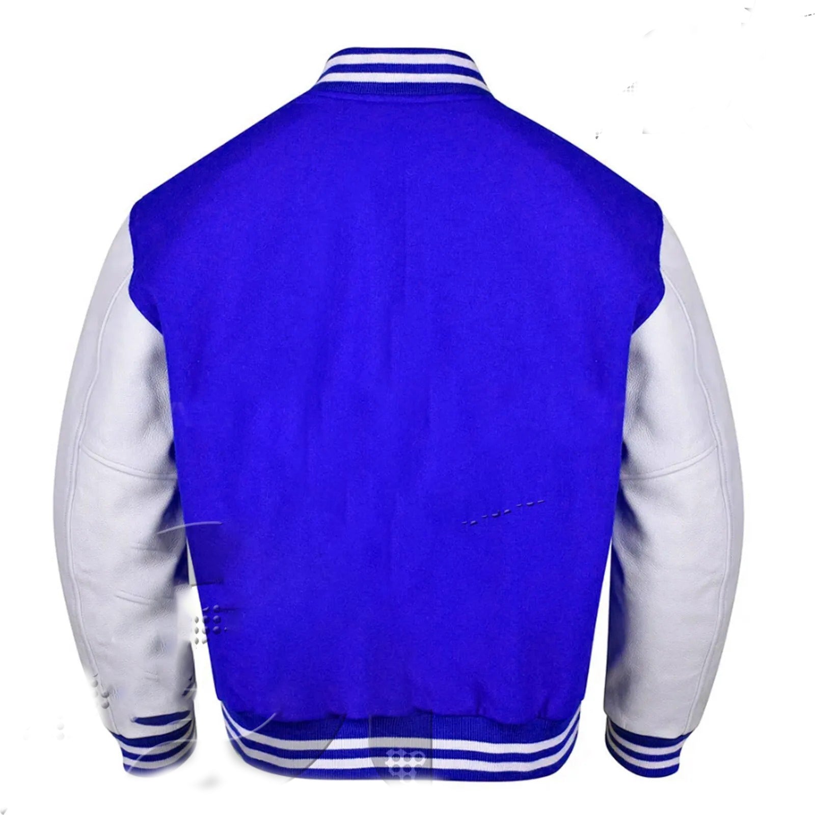 Varsity Letterman Bomber Royal Wool & White Real Cowhide Leather Sleeves Jackets