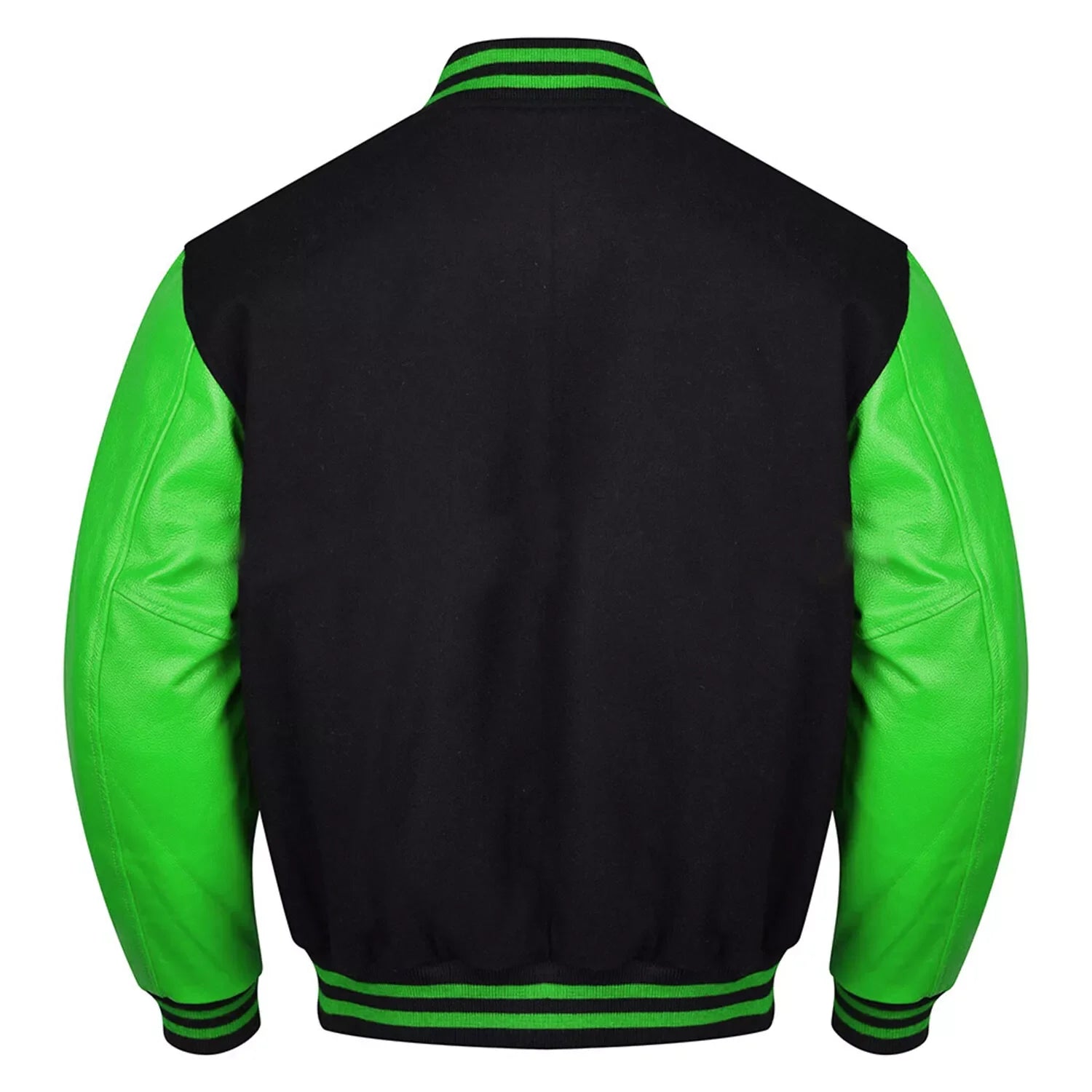 Varsity Black Letterman Baseball Wool &Green Real Leather Sleeves Jacket