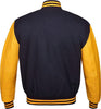 Varsity Bomber Letterman Retro Black Wool & Gold Real Leather Sleeves Jackets