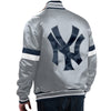 NY Yankees Home Game Gray Varsity Satin Jacket