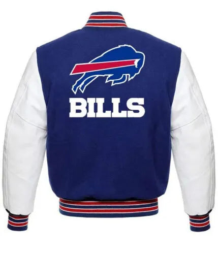 Letterman Buffalo Bills Blue and White Varsity Jacket-02