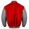 Varsity Baseball College Lettermen Retro Bomber Red Wool & Grey Leather Jacket