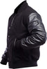 Mens Varsity Wool + Leather Sleeves Jacket - High School College Letterman Baseball Bomber Jacket