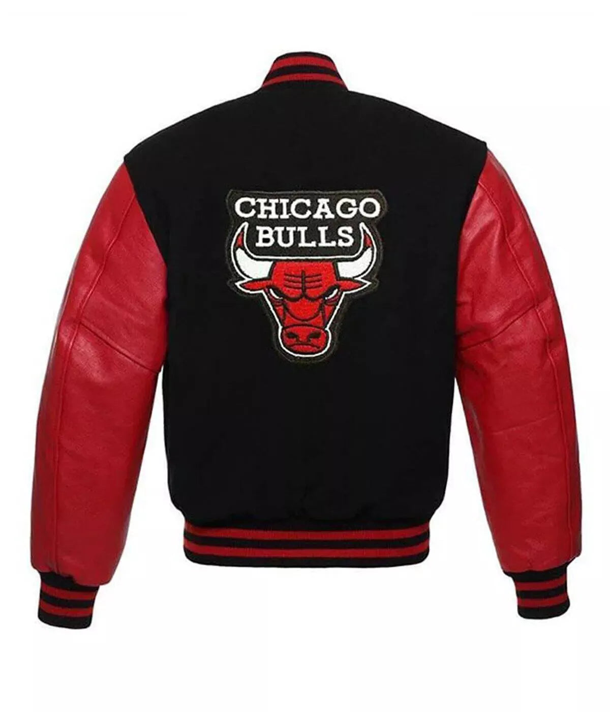 Letterman Chicago Bulls Varsity Black and Red Jacket-03