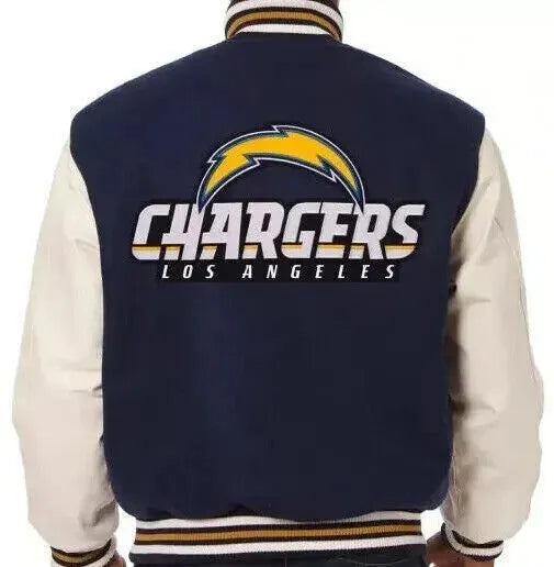 Letterman Los Angeles Chargers Navy and White Varsity Jacket