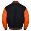 Varsity Black Letterman Baseball Wool &Orange Real Leather Sleeves Jacket