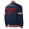 MLB Minnesota Twins Navy Blue Satin Bomber Letterman Baseball Varsity Jacket