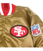 Mens San Francisco 49ers 80s Bomber Vintage Gold Satin Varsity Jacket - Limited