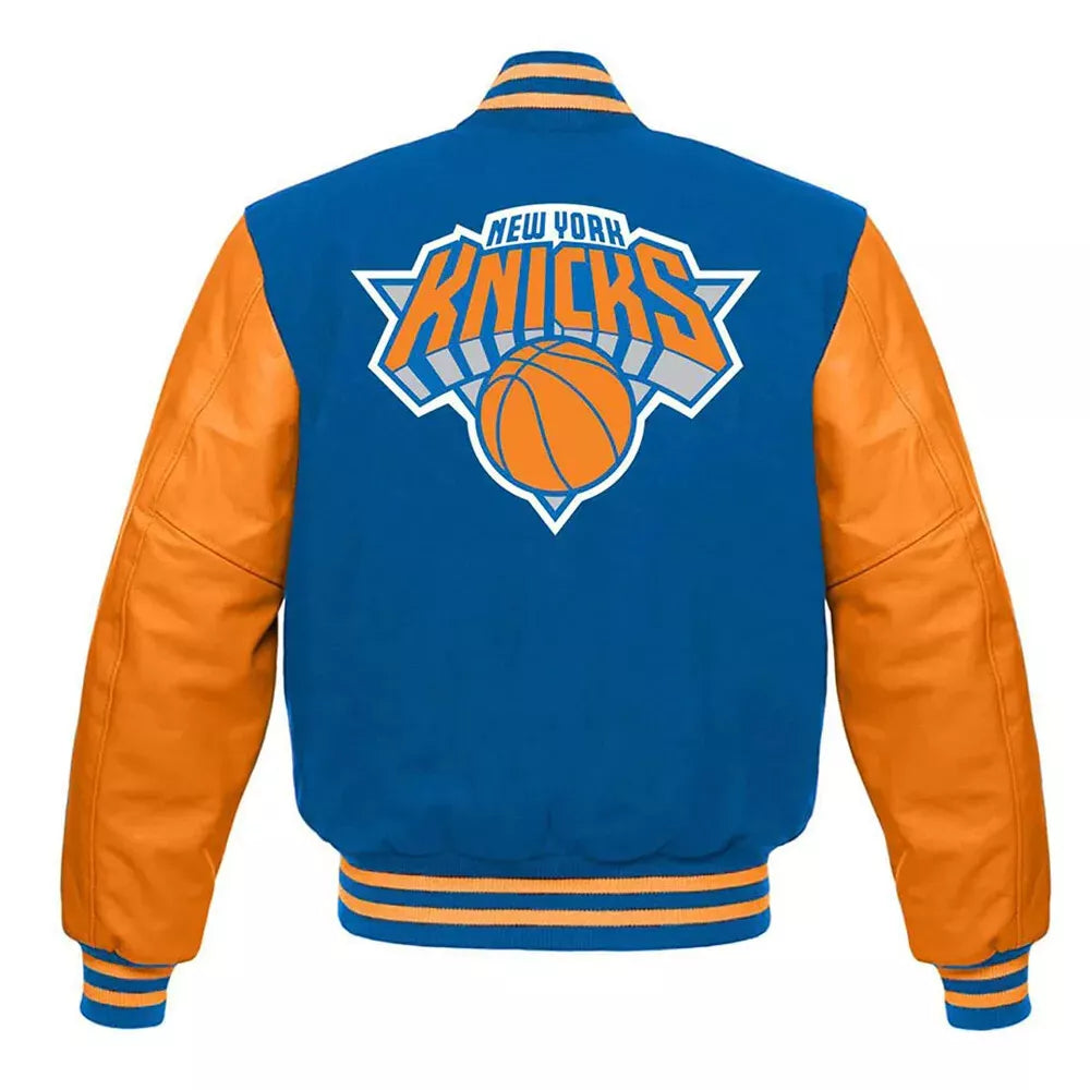 Letterman New York Knicks Blue and Orange Varsity Jacket