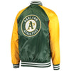 MLB Oakland Athletics Green Golden Satin Baseball Letterman Varsity Jacket