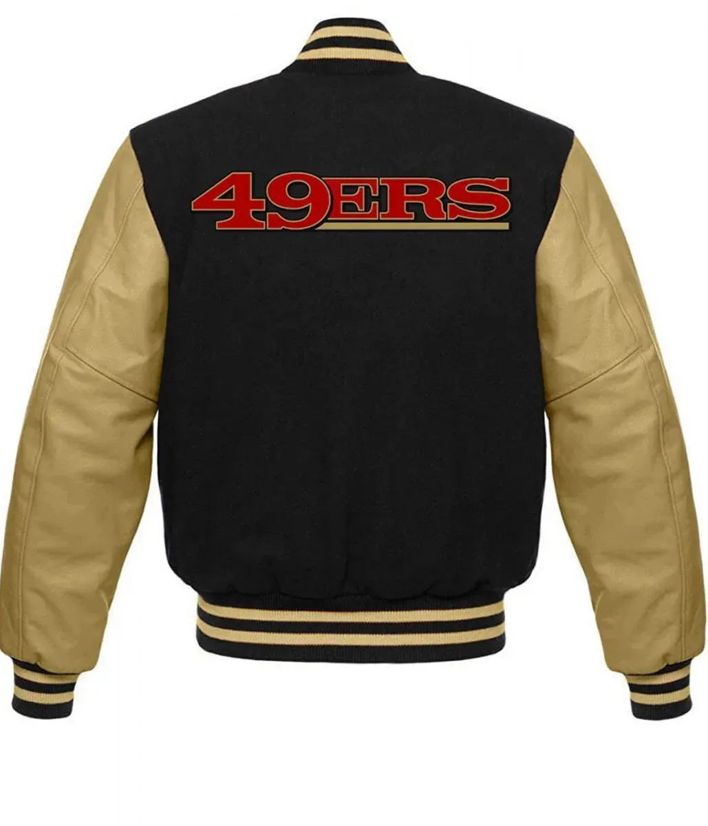 Letterman San Francisco 49ers Black Varsity Jacket-02