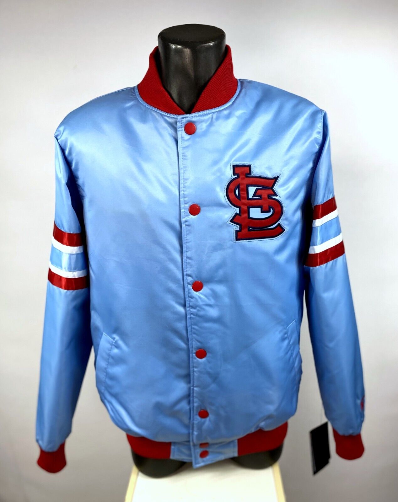 ST. LOUIS CARDINALS Satin Jacket STARTER SKY BLUE MED, LG