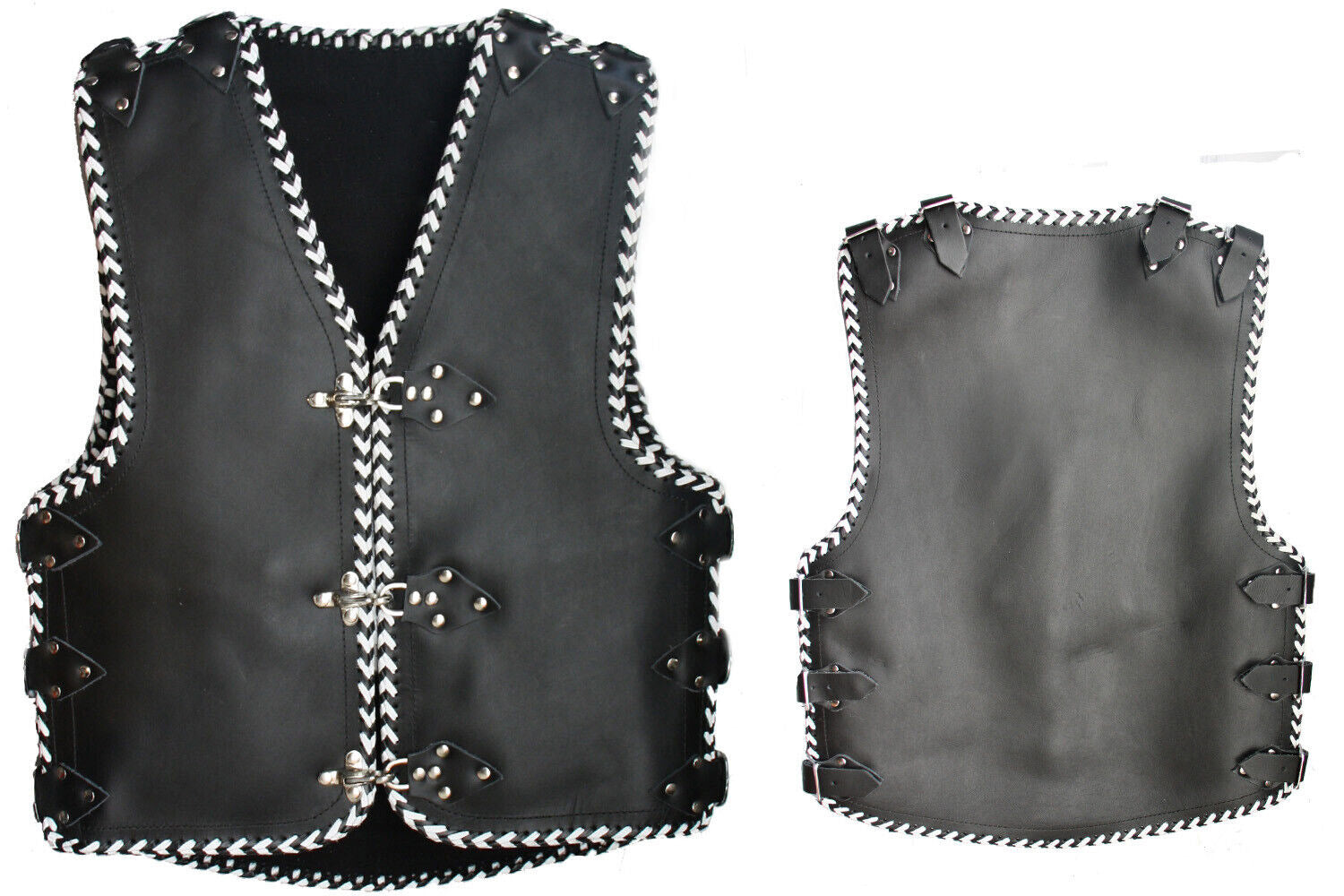 Motorcycle Bikers Gear  Leather Vest Heavy Duty Waistcoat -05