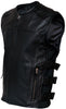 Mens Leather Motorcycle Vest Biker Waistcoat Perforated Leather Jacket