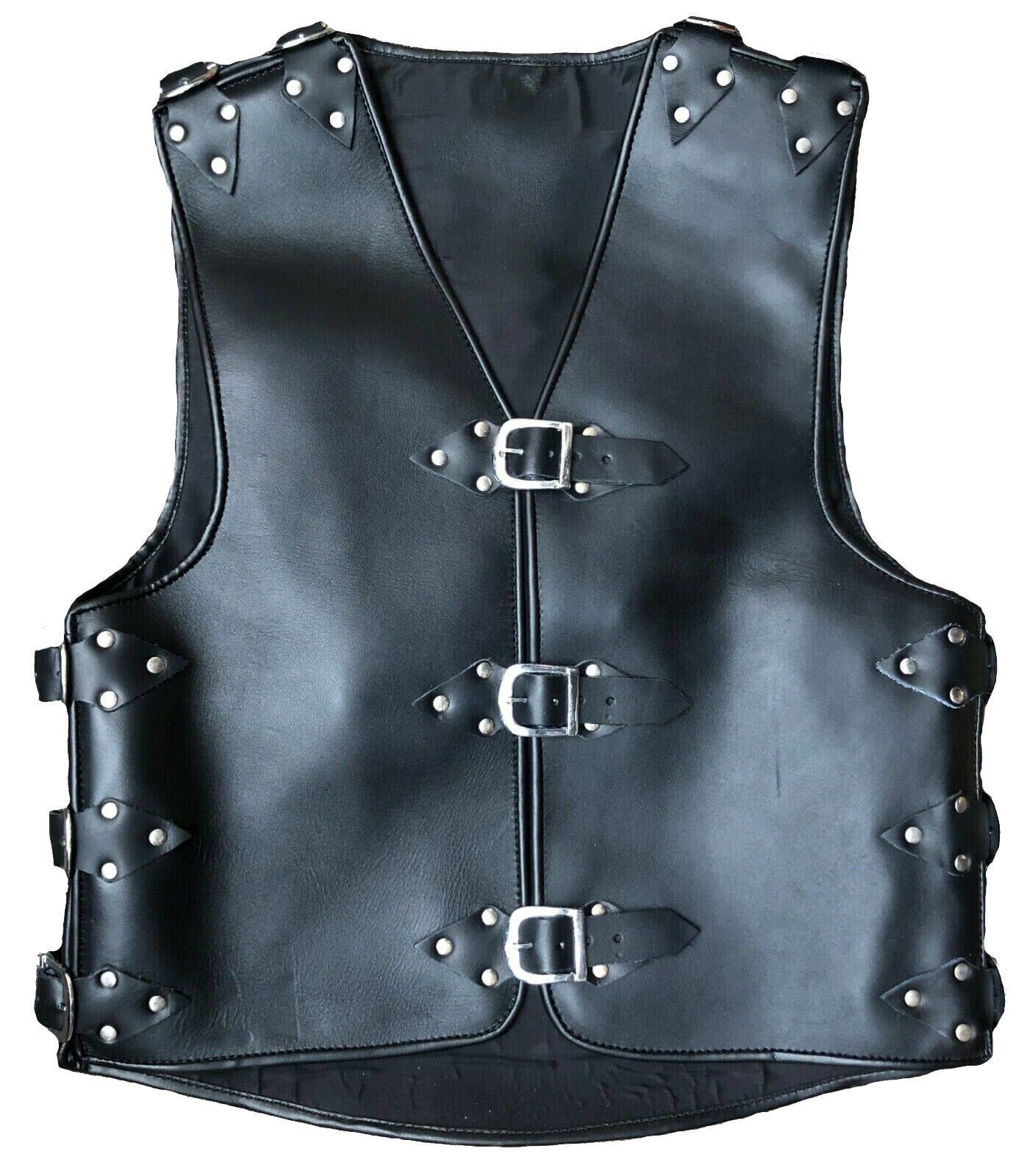 Motorcycle Bikers Gear  Leather Vest Heavy Duty Waistcoat -06