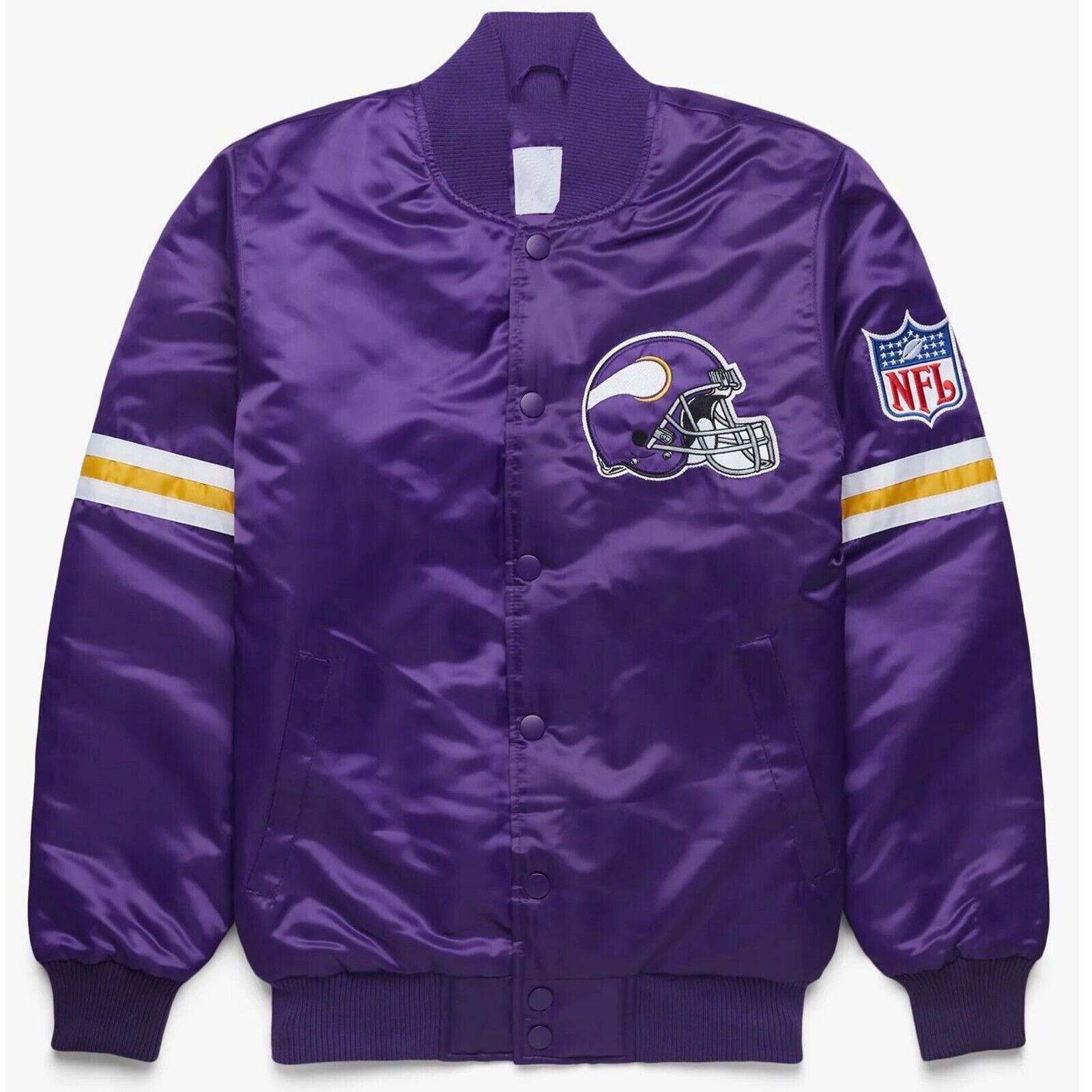 NFL Minnesota Vikings Purple Satin Bomber Varsity Baseball Letterman Jacket-02