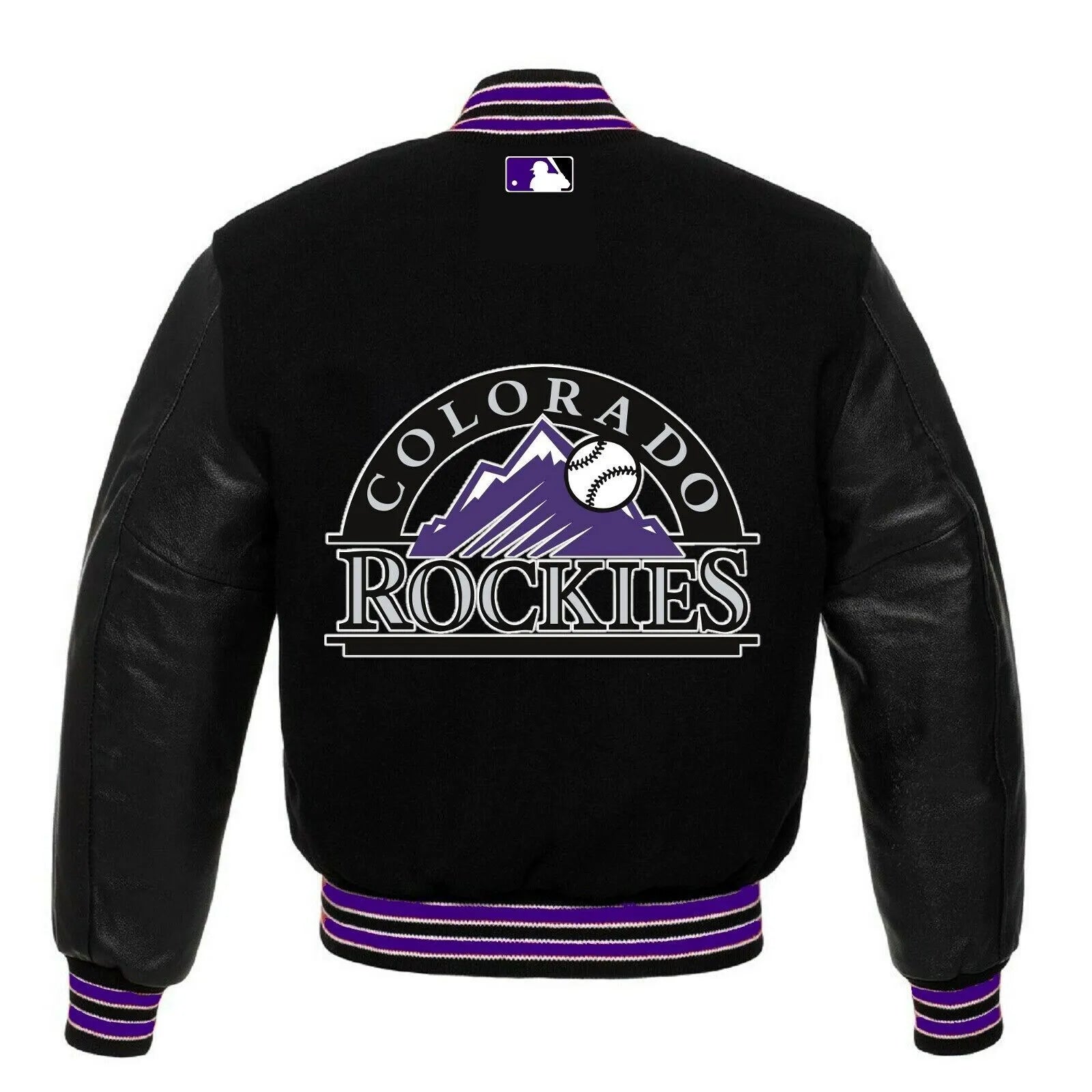 Letterman Colorado Rockies Black Varsity Jacket-02