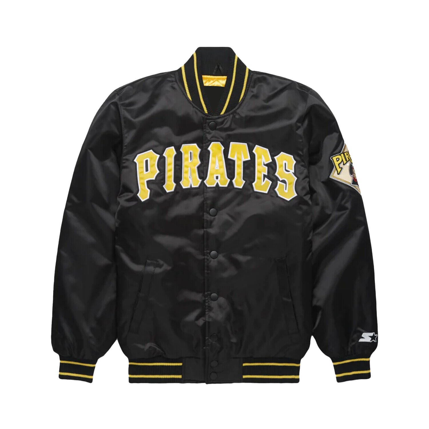 Pirates Black Satin Baseball Bomber Style Letterman Varsity Jacket