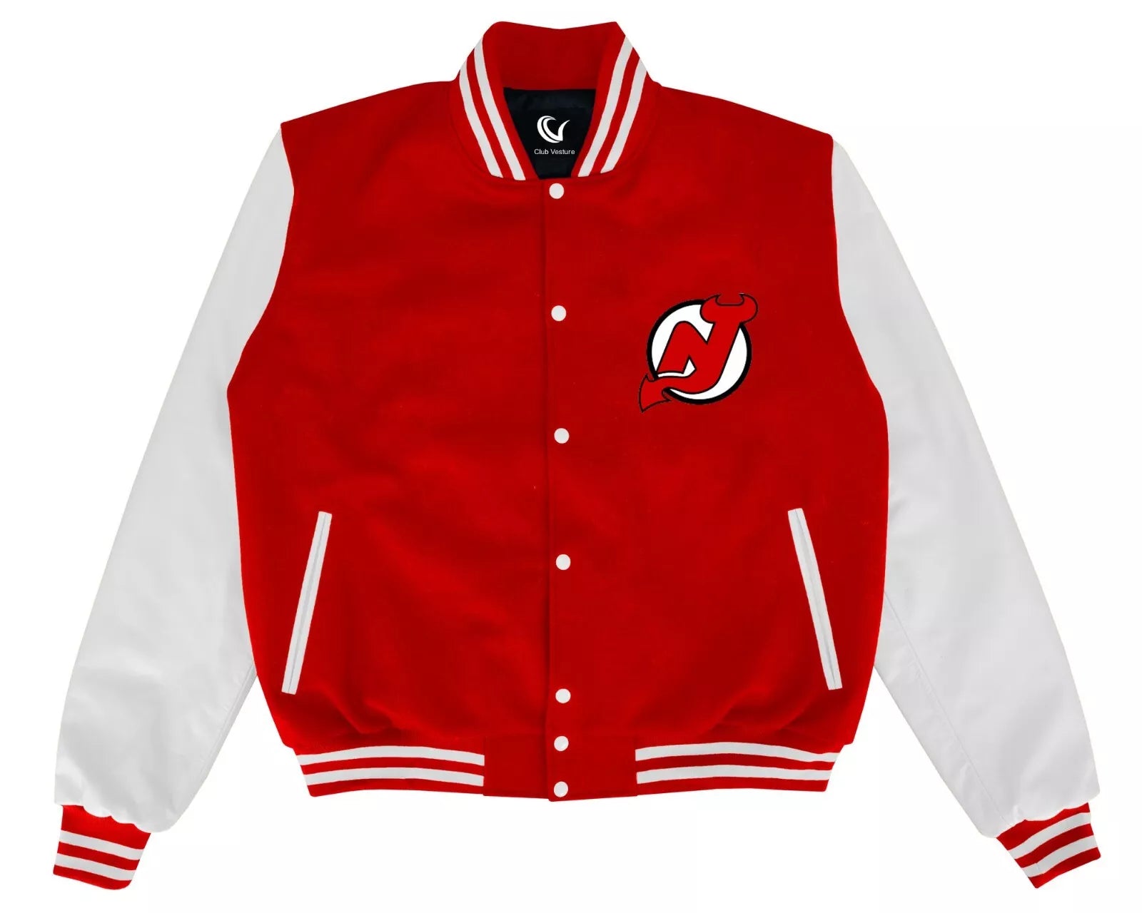 New Jersey Devils Varsity NHL Jacket Original Wool & Leather Sleeves