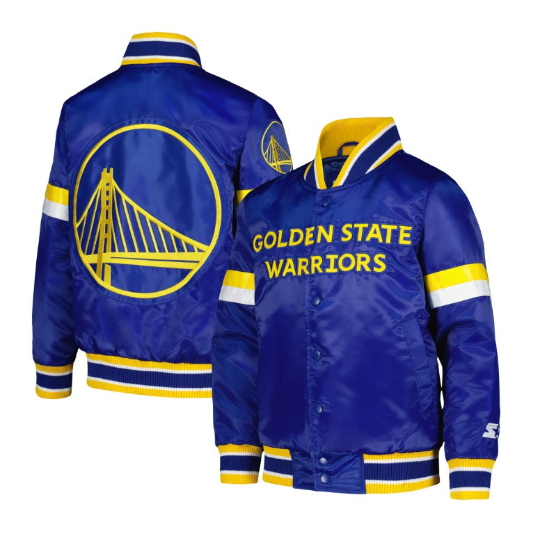 Golden State Warriors Starter Youth Home Game Varsity Satin Full-Snap Jacket
