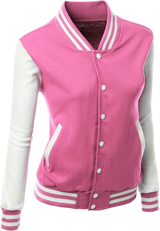 Women's Stylish Color Contrast Long Sleeves Varsity Jacket-01