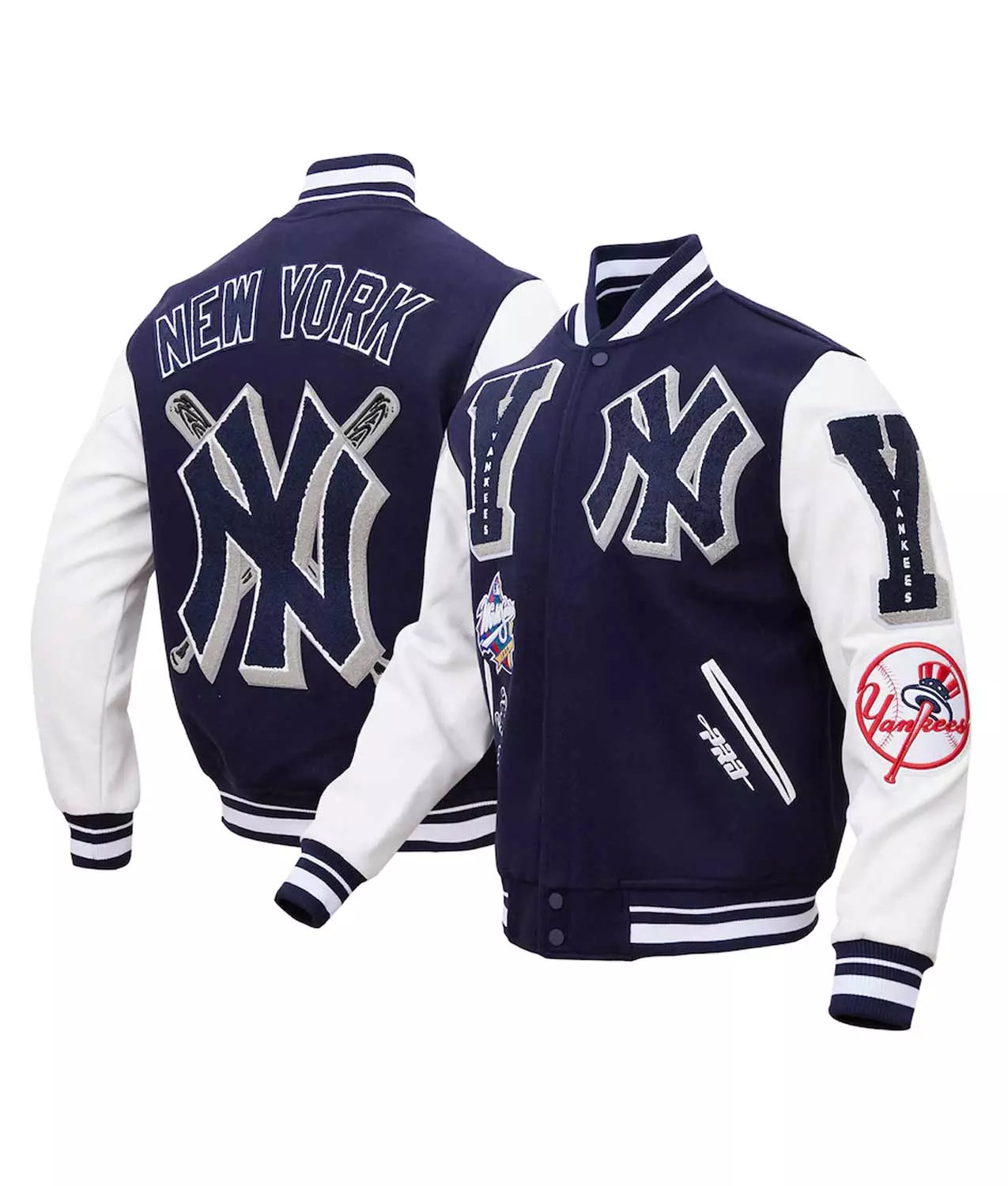 Handmade Men's New York Yankees Mash Up Letterman Varsity Jacket