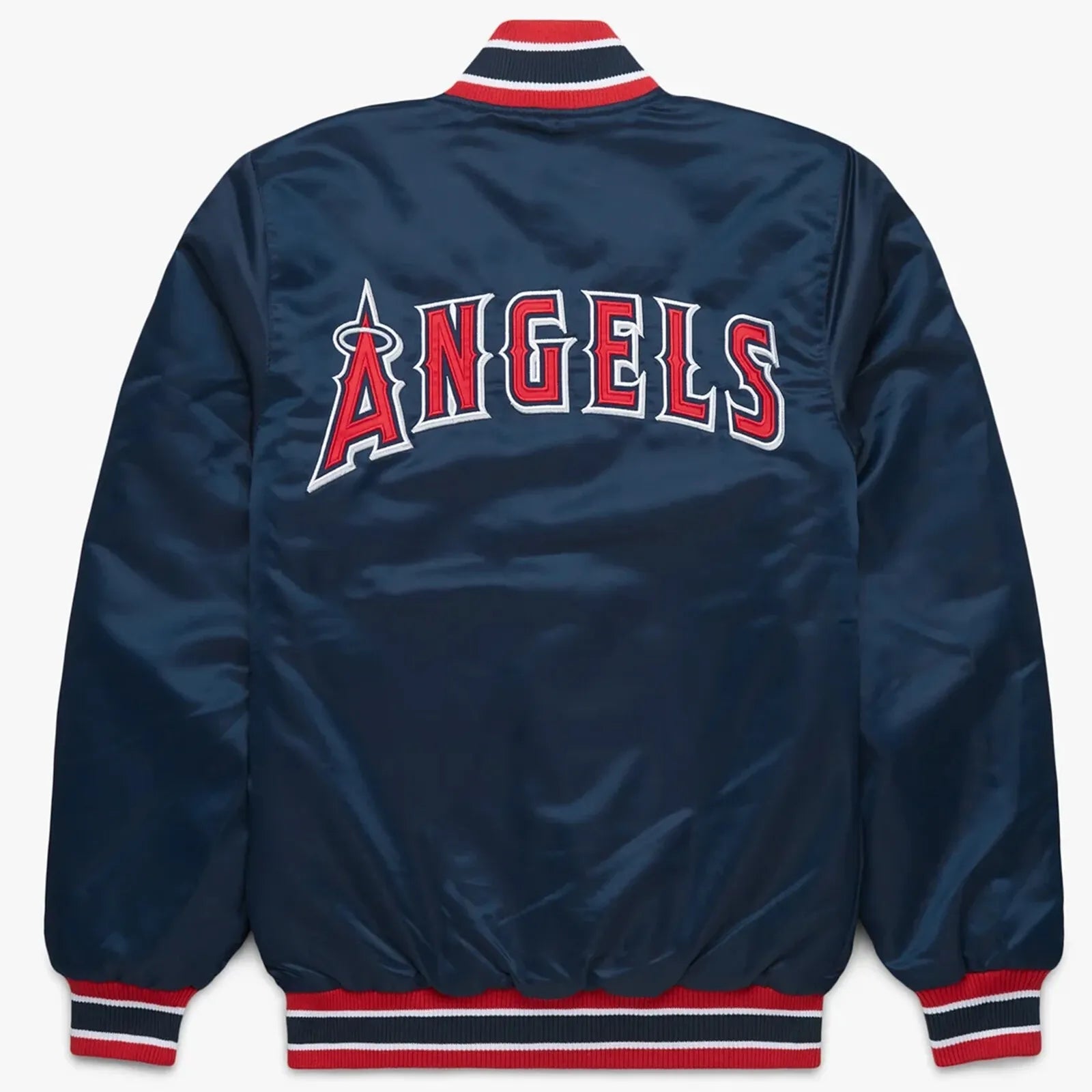 MLB Los Angeles Angels Navy Satin Bomber Style Baseball Letterman Varsity Jacket