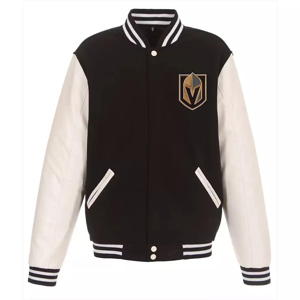 Letterman Vegas Golden Knights Varsity Black and White Jacket