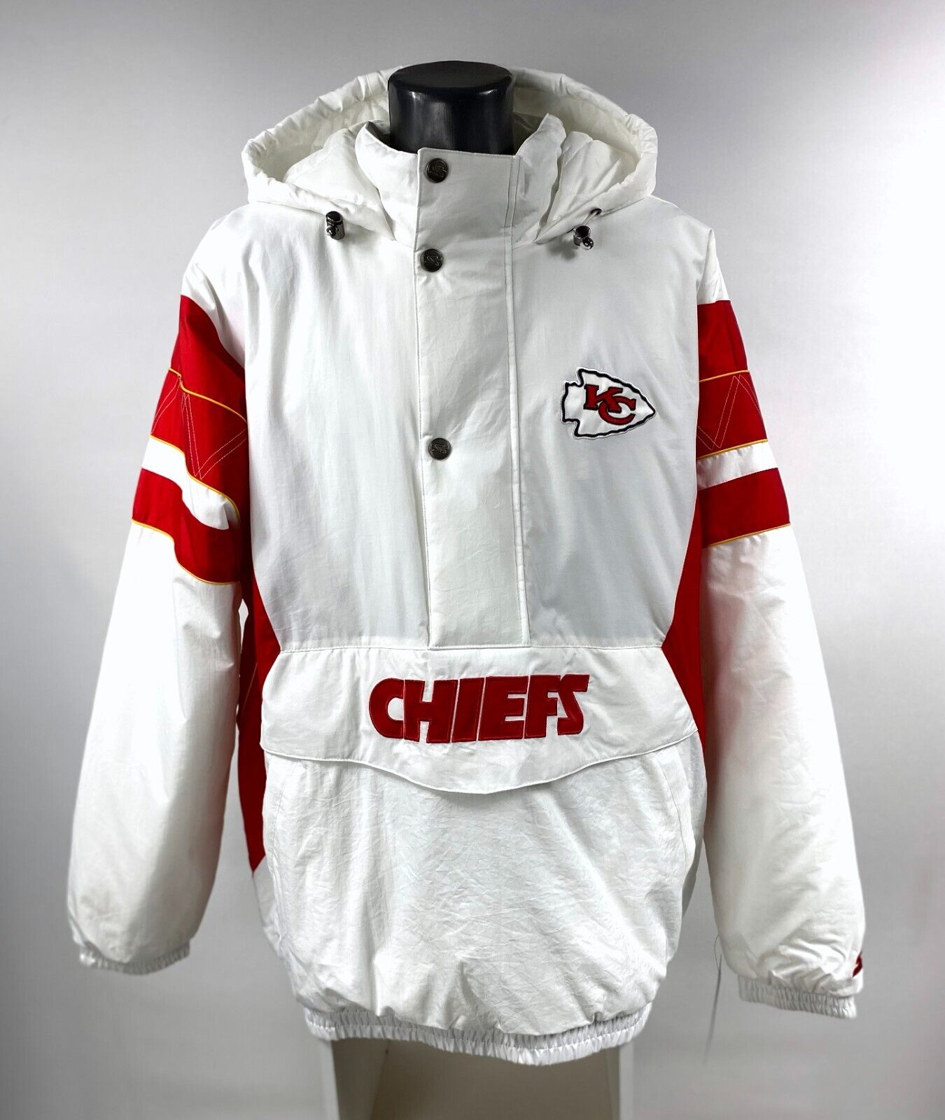 Kansas City Chiefs Jacket Starter Hooded Half Zip Pullover WHITE